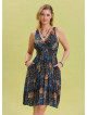 V Neck Robe Blue Ethnic Dress 4513